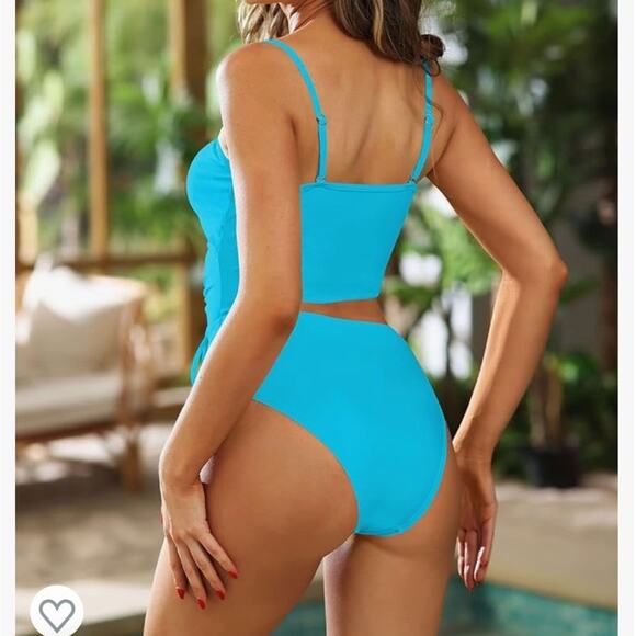 Sky Blue Bandeau Cutout One Piece Swimsuit with removable straps Woman Small - Picture 5 of 9